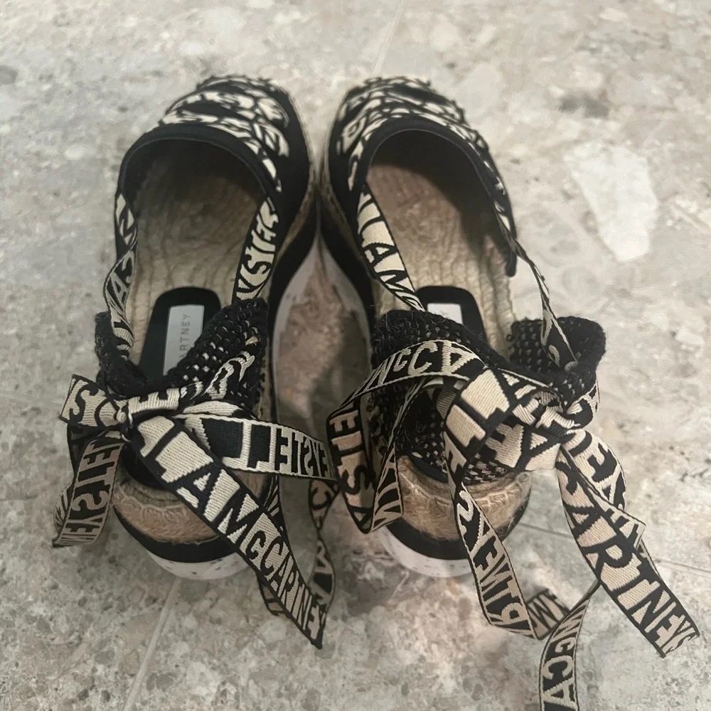 Black and Cream Stella McCartney Designer Espadrilles - Picture 4 of 6